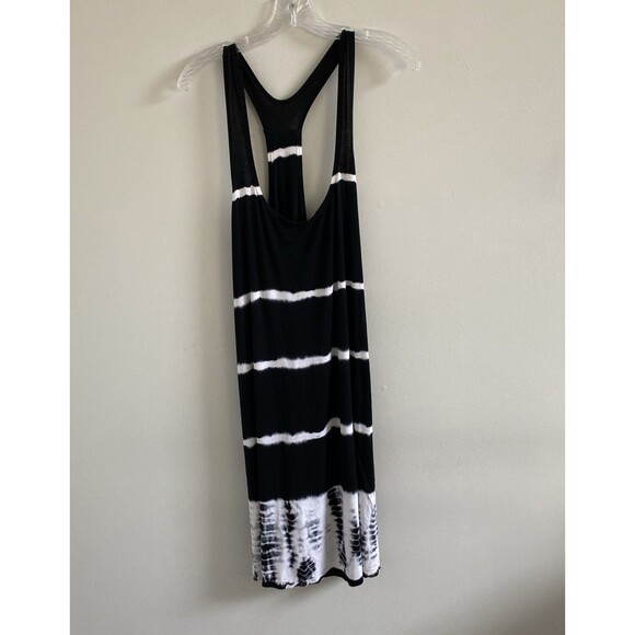 LUCKY BRAND Swimwear Black & White Dress Tie Dye Coverup Size Large Boho Beach - Picture 1 of 6